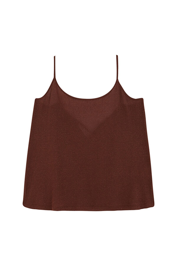 Womensecret Playera de tirantes sin mangas de canalé marrón  café