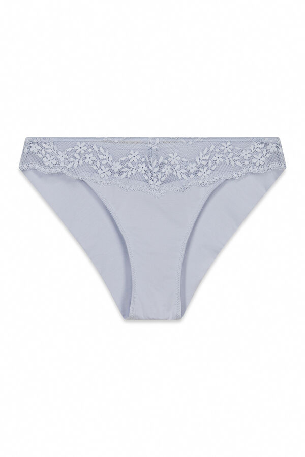 Women'secret Panty cl&aacute;sica de modal y encaje azul azul