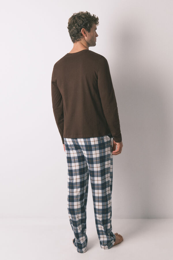 Women'secret Pijama larga marrón Pluto 100% algodón  café
