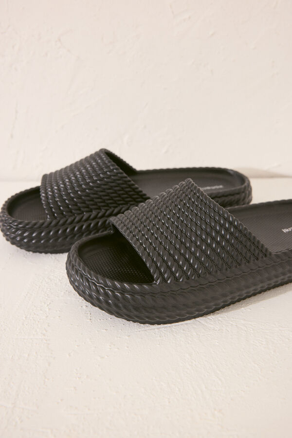 Womensecret Chanclas de plataforma negras negro