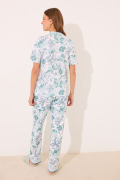 Womensecret Pijama camisera 100% algodón con flores verdes blanco