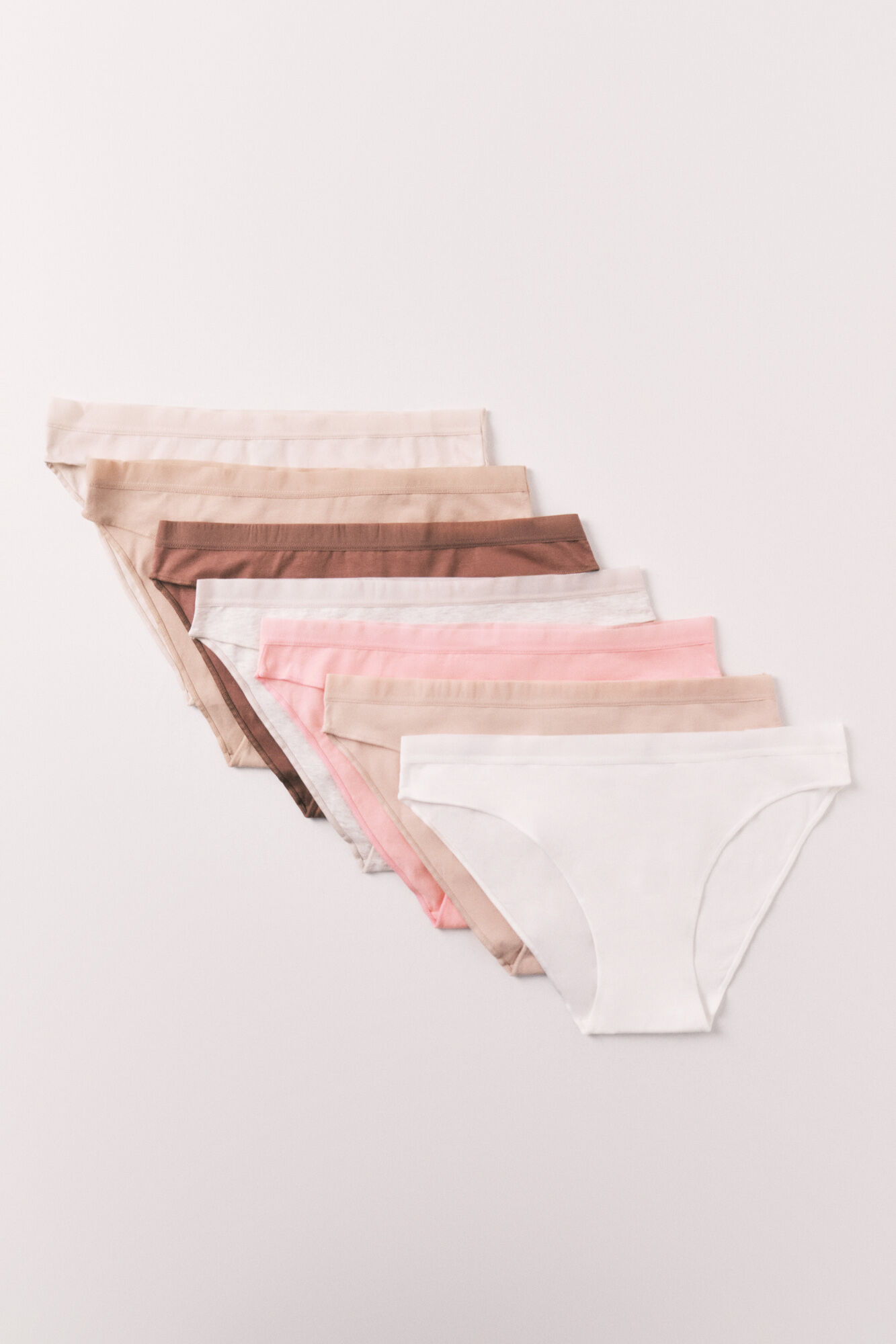 Women'secret Pack 7 panties cl&aacute;sicas de algod&oacute;n lisas neutras