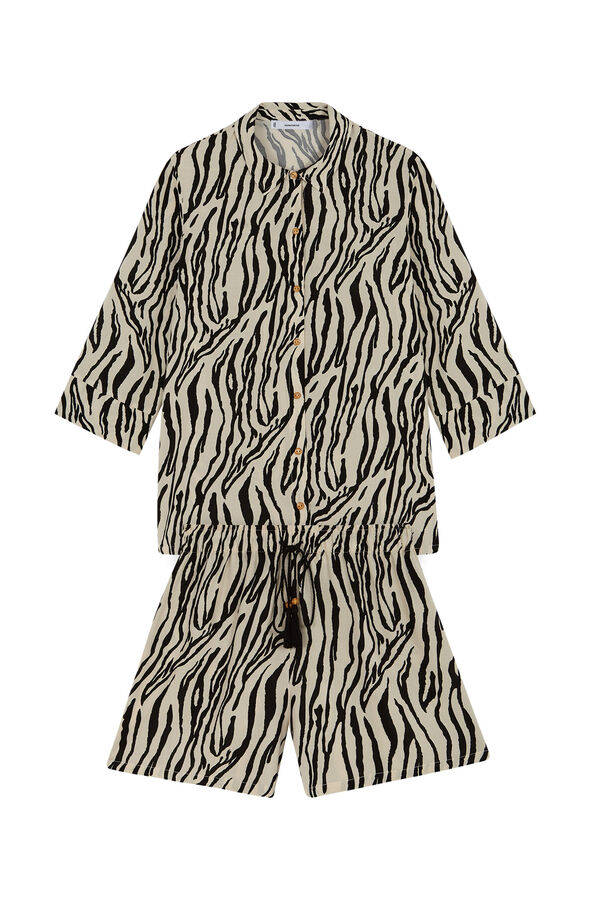 Womensecret Conjunto de camisa y pantalón con estampado animal café