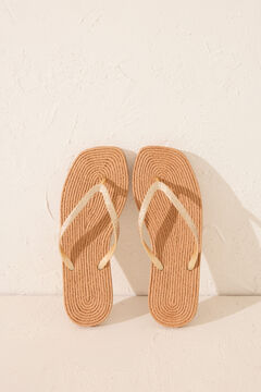 Womensecret Chanclas esparto punta cuadrada café