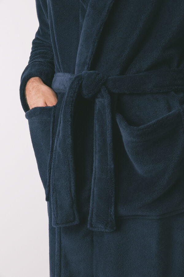 Women'secret Bata midi de forro polar azul para hombre  azul