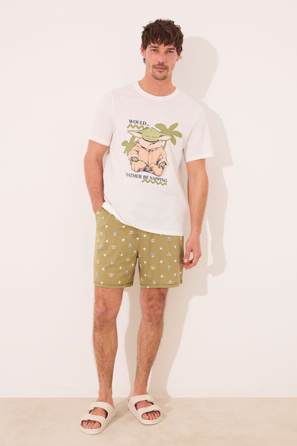 Womensecret Pijama short de algodón de Yoda gris gris
