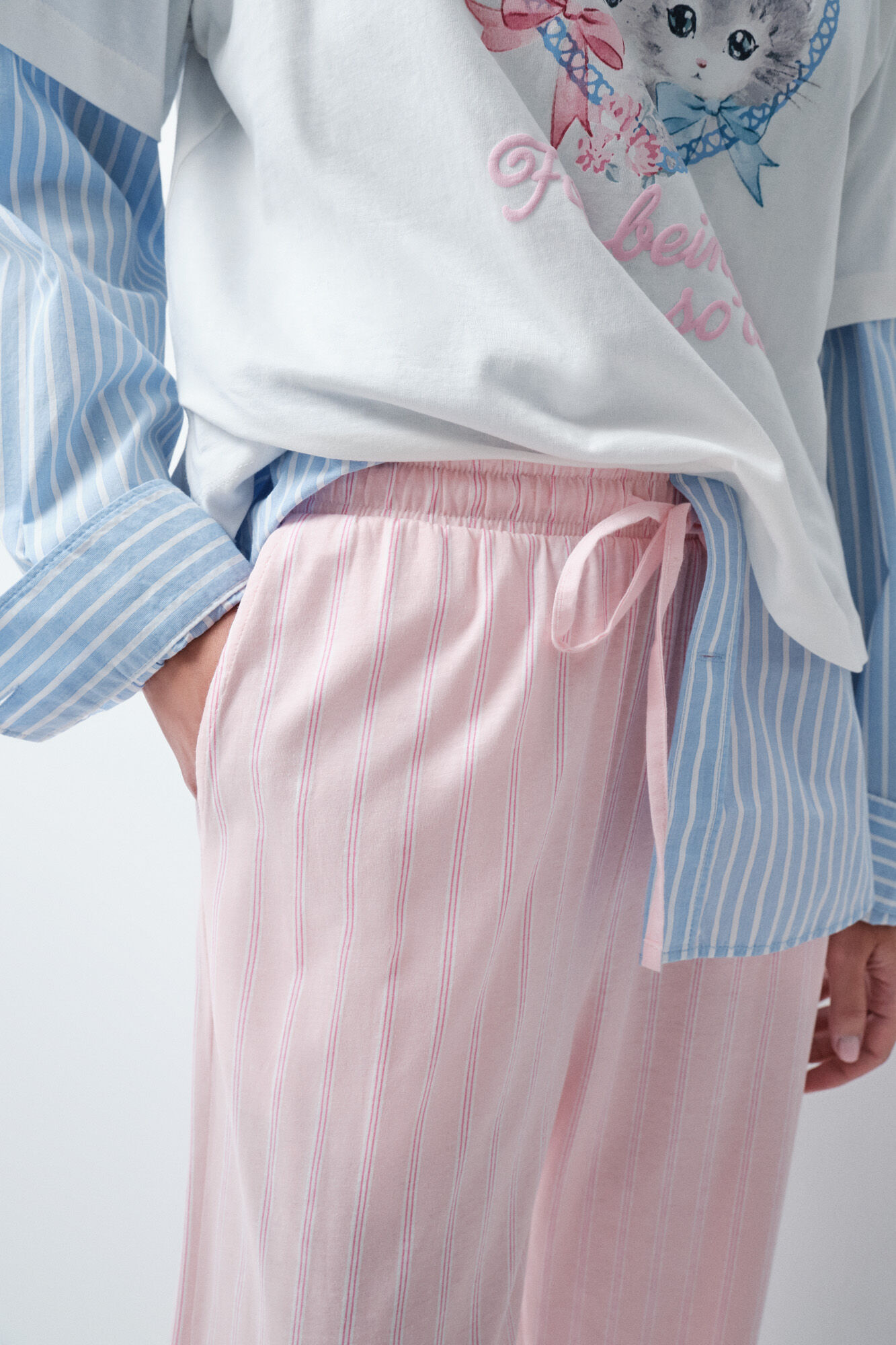 Women'secret Pantal&oacute;n largo de rayas rosa