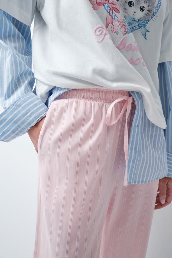 Women'secret Pantal&oacute;n largo de rayas rosa rosa