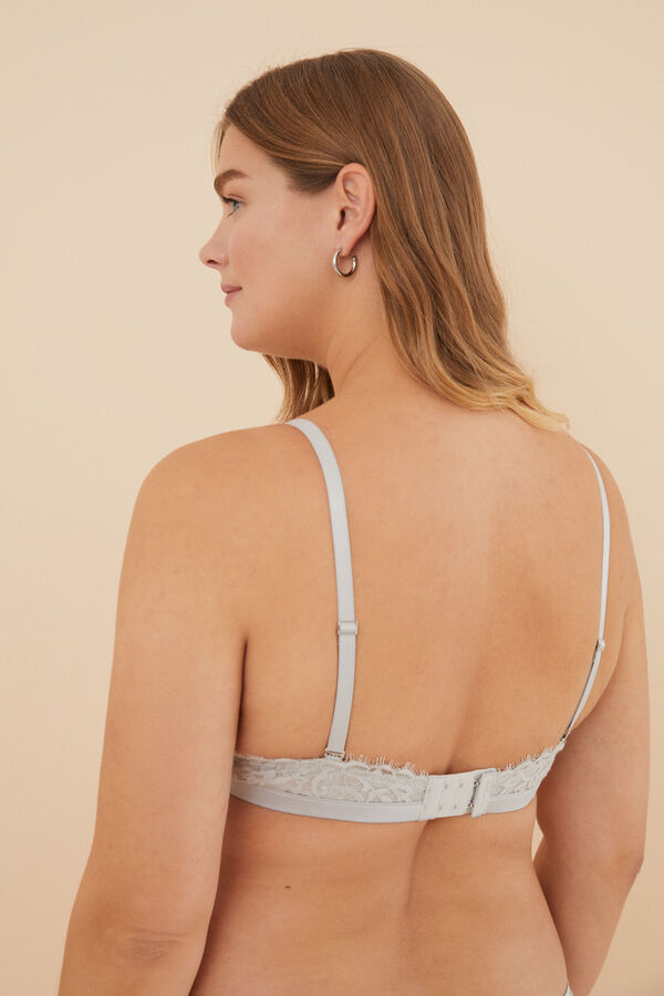 Womensecret PRETTY Brasier halter encaje lentejuelas gris