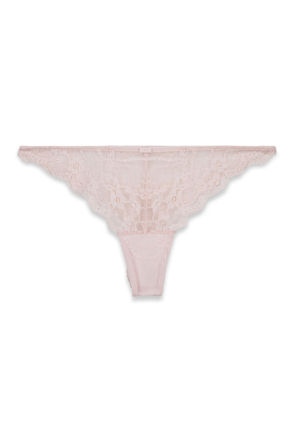 Women'secret Tanga de encaje rosa fucsia