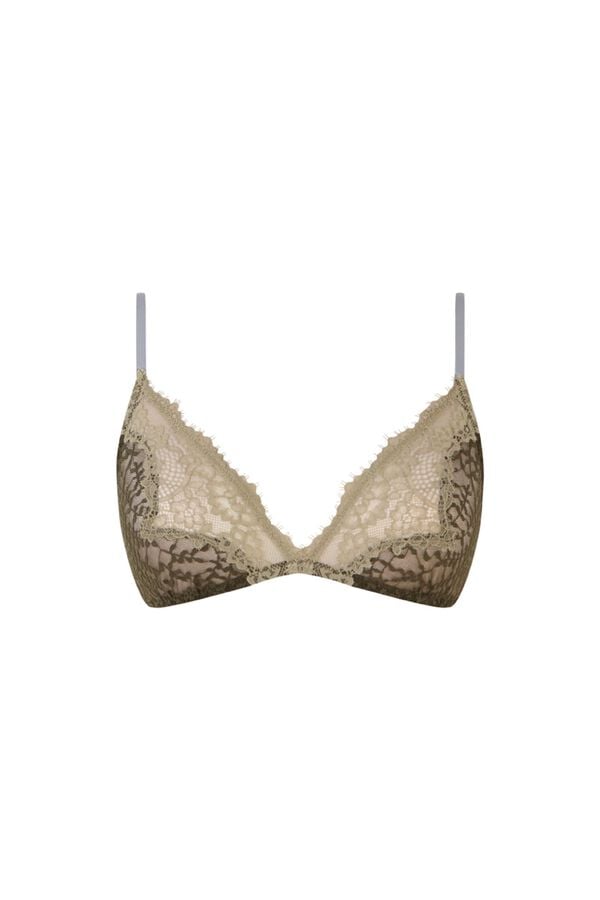 Women'secret Brasier triangular de tul y encaje caqui NATURAL estampado