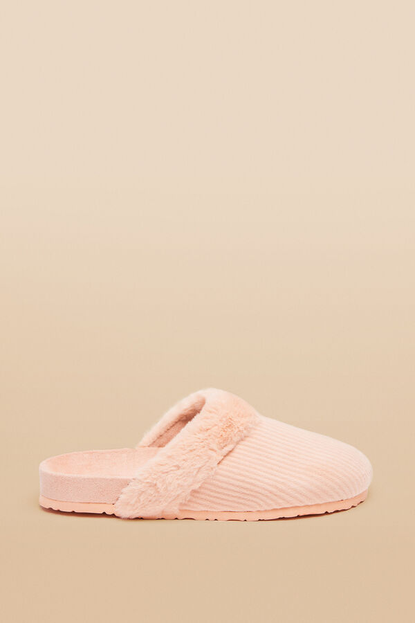 Womensecret Pantuflas estilo zueco de pana café rosa