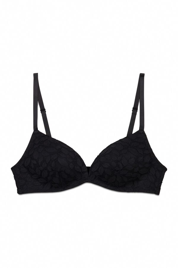 Women'secret Brasier triangular CHARMING relleno de encaje negro negro