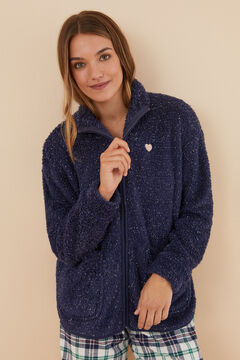 Womensecret Chaqueta pelo lúrex azul azul