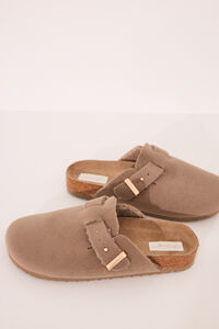 Womensecret Pantuflas para casa tipo zueco color beige café