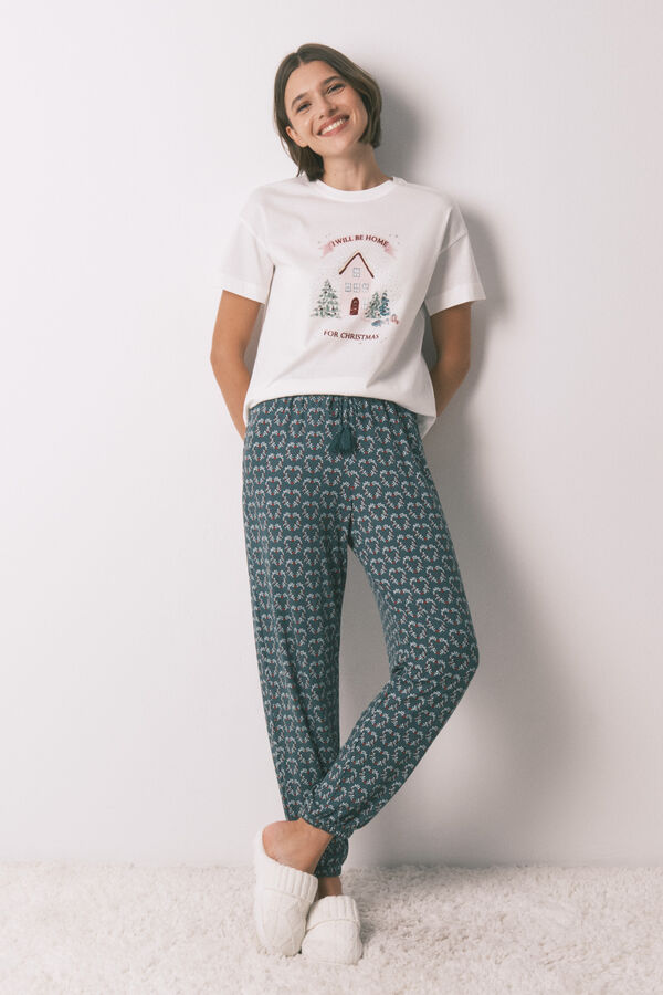 Women'secret Playera de manga corta blanca 100% algod&oacute;n marfil