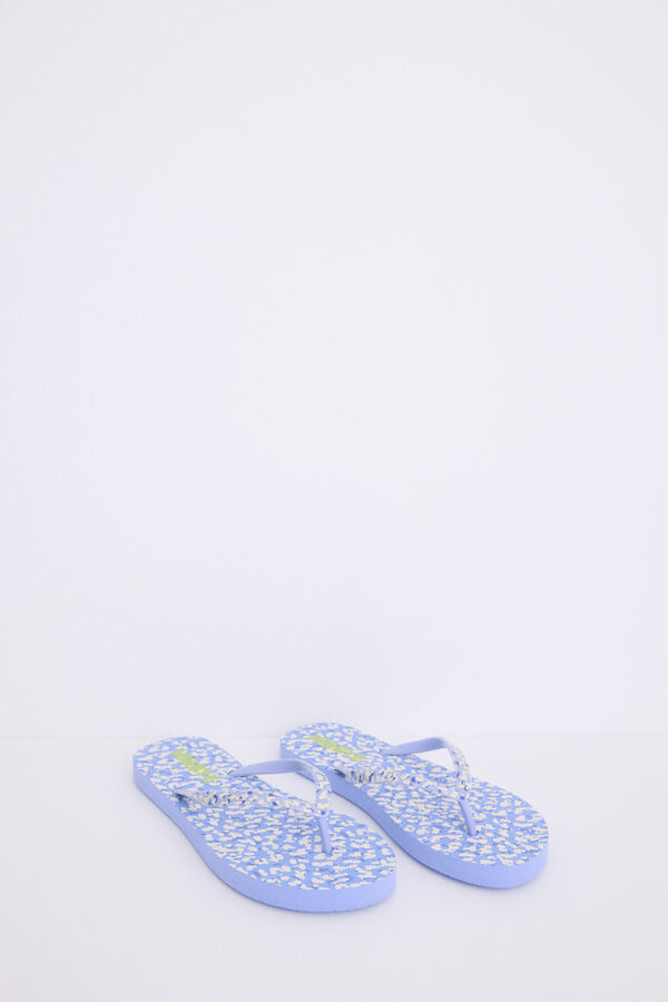 Womensecret Chanclas con estampado de logo azul estampado