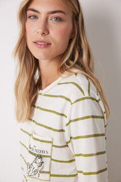 Womensecret Camisón de algodón a rayas Garfield marfil
