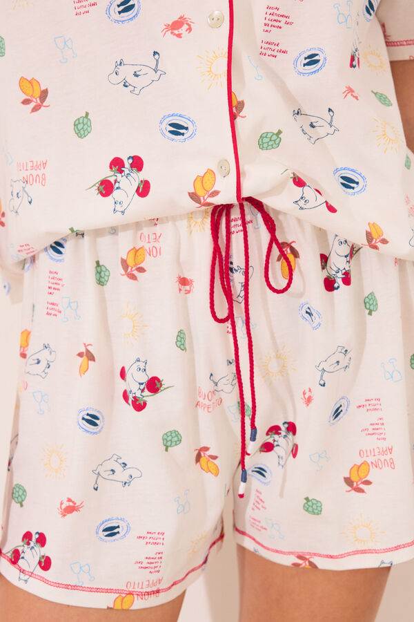 Womensecret Pijama camisera short de Moomin 100% algodón marfil