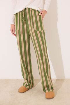 Womensecret Pantalón largo de salón de viscosa a rayas estampado