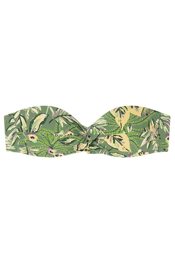 Womensecret Top bikini bandeau print tropical verde