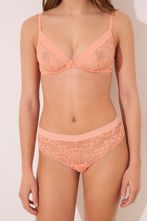 Womensecret Panty brasileño ancha en color naranja melocotón naranja