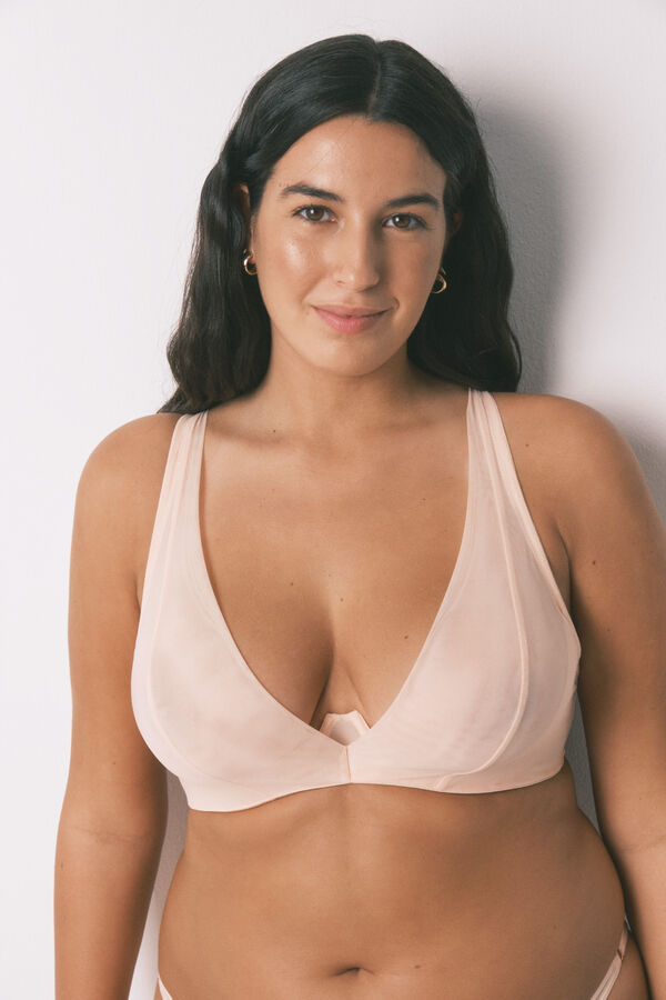 Women'secret Brasier cuello halter de tul rosa con cierre especial  rosa