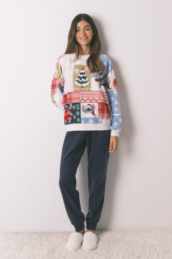 Women'secret Pijama de tejido forro polar marfil