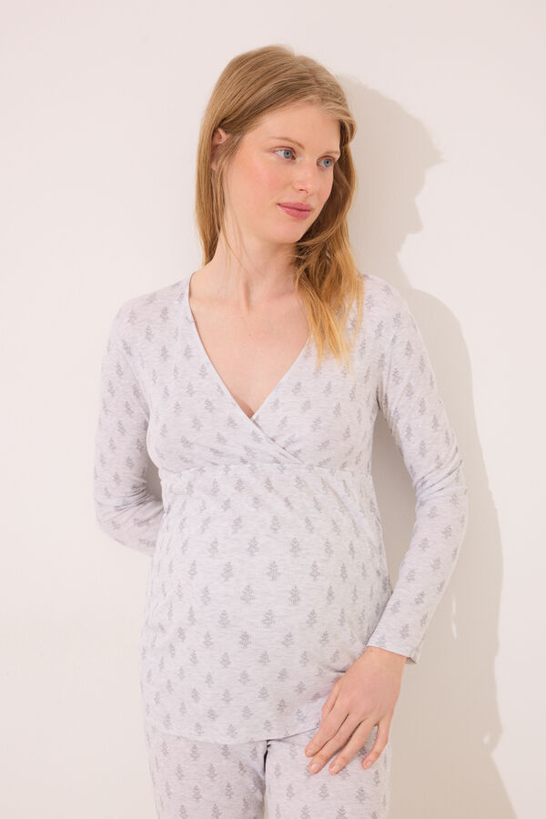 Womensecret Pijama de premamá gris de soft touch gris