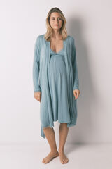 Women'secret Bata larga maternity con cintur&oacute;n acanalado verde verde