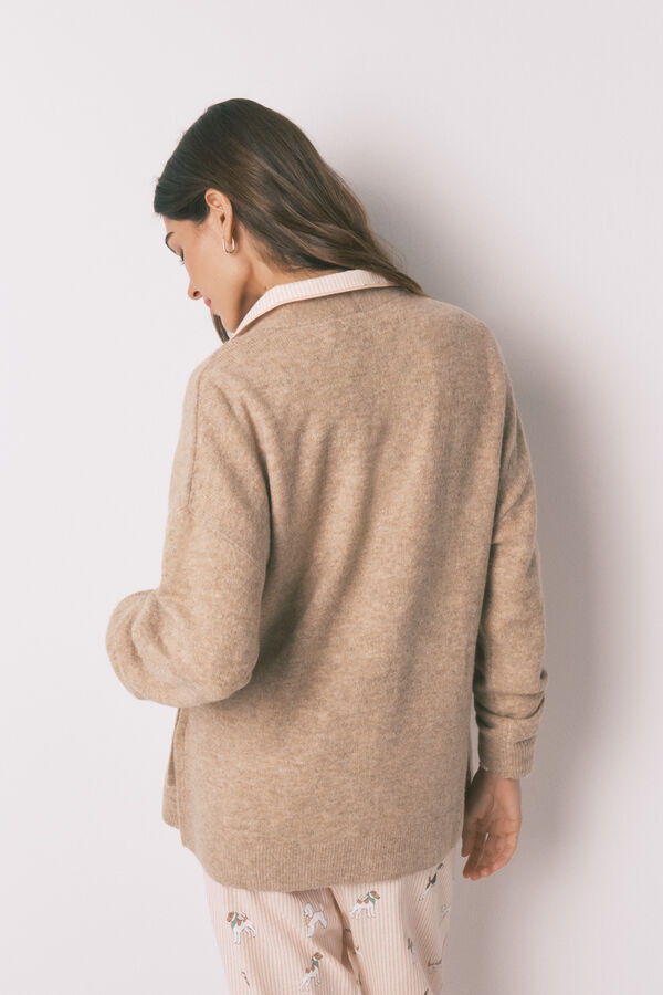 Women'secret C&aacute;rdigan corto liso de tejido tricot rosa caf&eacute;