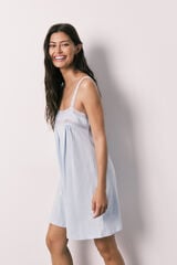 Women'secret Camis&oacute;n corto de algod&oacute;n con encaje azul azul