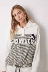 Womensecret Pijama larga de Mickey Mouse, pijama de forro polar marfil