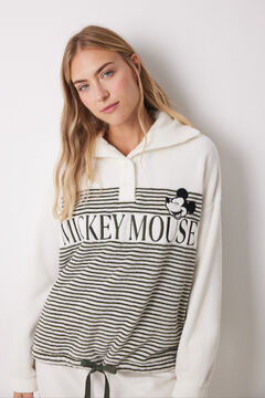 Womensecret Pijama larga de Mickey Mouse, pijama de forro polar marfil