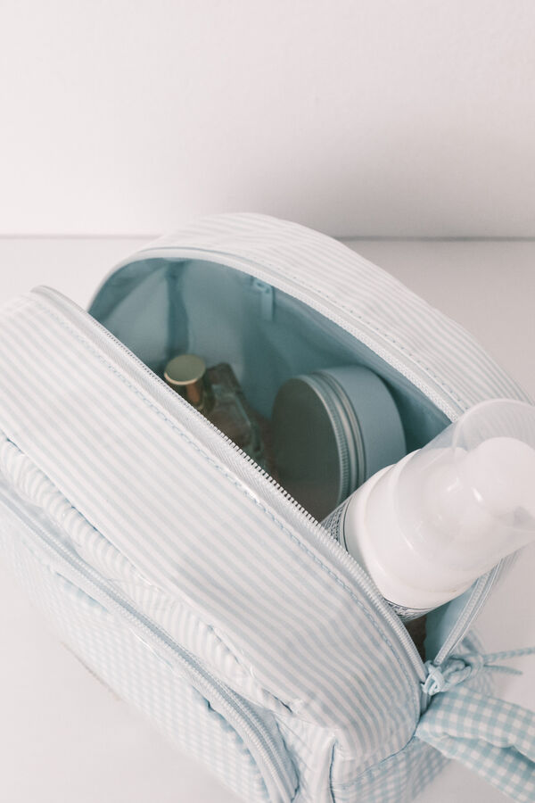 Women'secret Neceser acolchado de cuadros y rayas verde verde