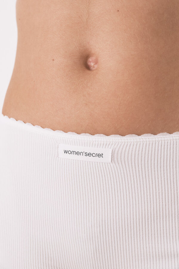 Women'secret Panty boxer sin costuras acanalada blanca marfil