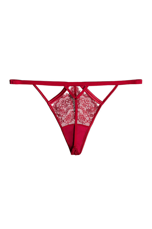 Womensecret Tanga encaje satén rojo rojo