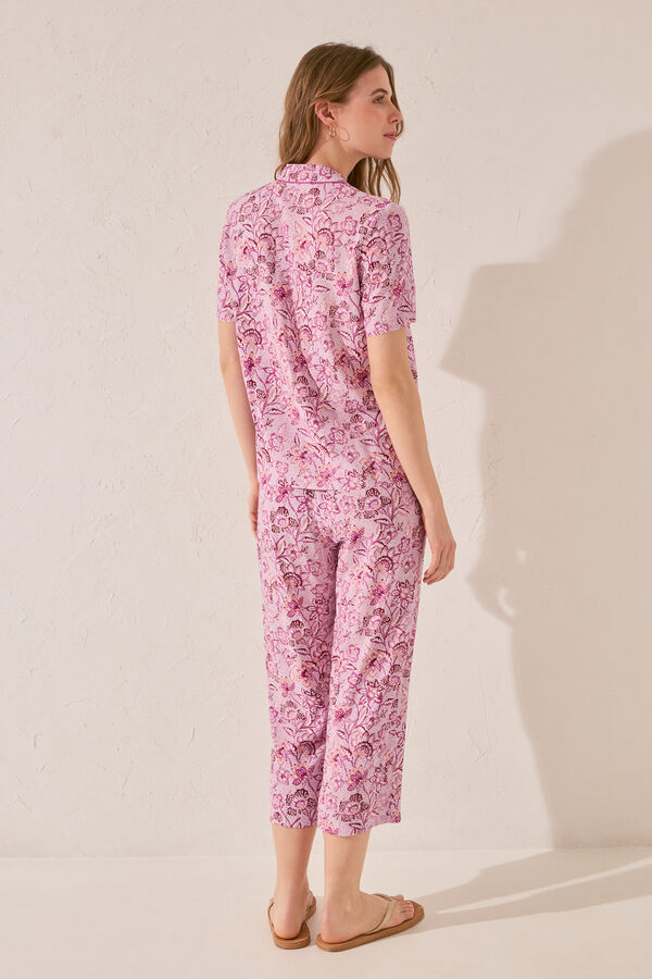 Womensecret Pijama Capri de viscosa con estampado morado/lila estampado