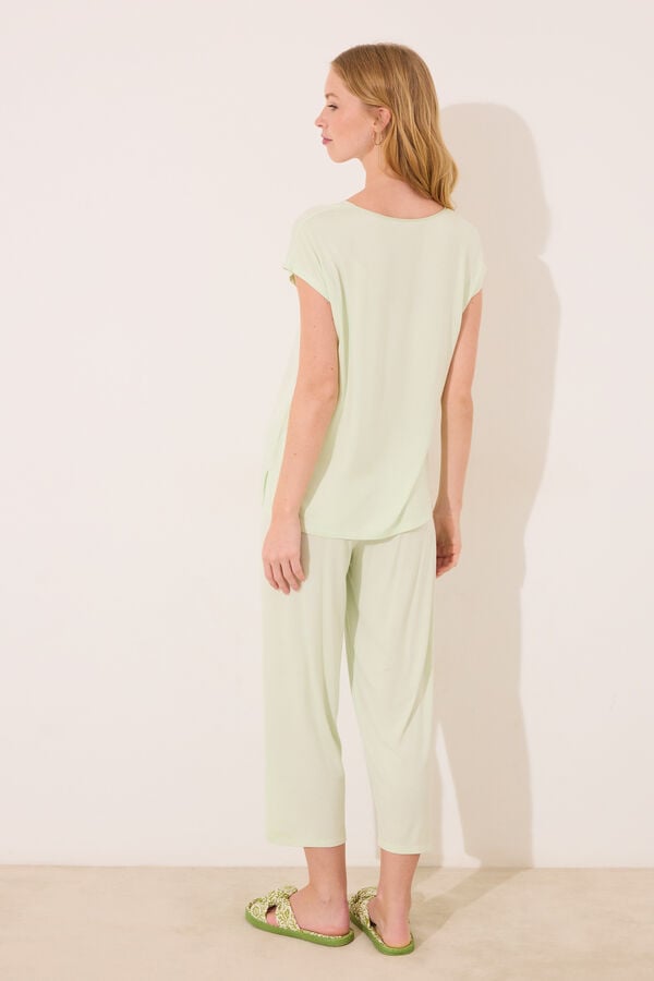 Womensecret Pijama camisera de viscosa verde verde