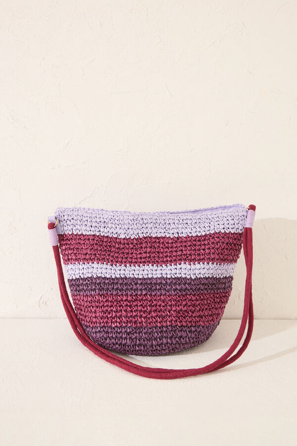 Womensecret Bolsa bandolera de rafia con estampado multicolor . estampado