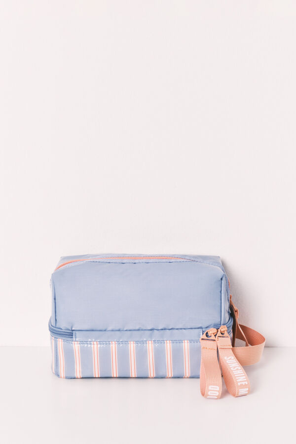 Women'secret Neceser mediano impermeable estampado de rayas azul