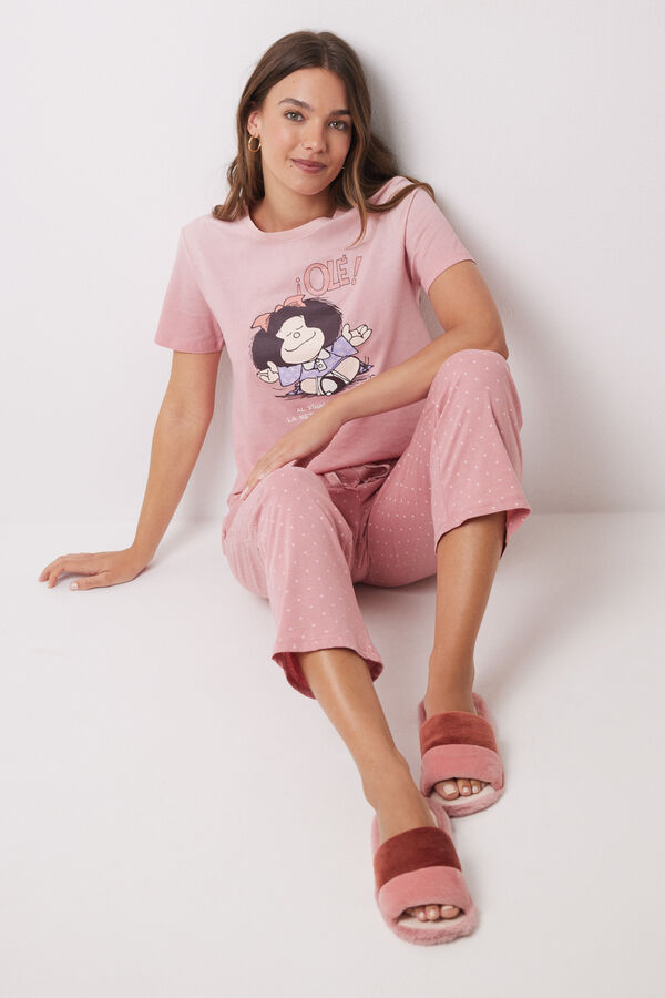 Womensecret Pantuflas abiertas Snoopy rosa café