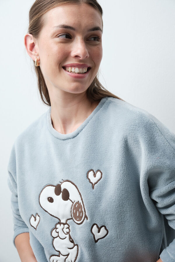 Women'secret Pijama larga Snoopy polar azul