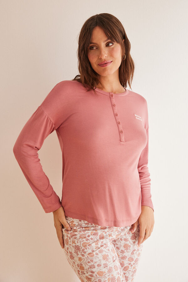 Womensecret Pijama larga "maternity" flores rosa rosa
