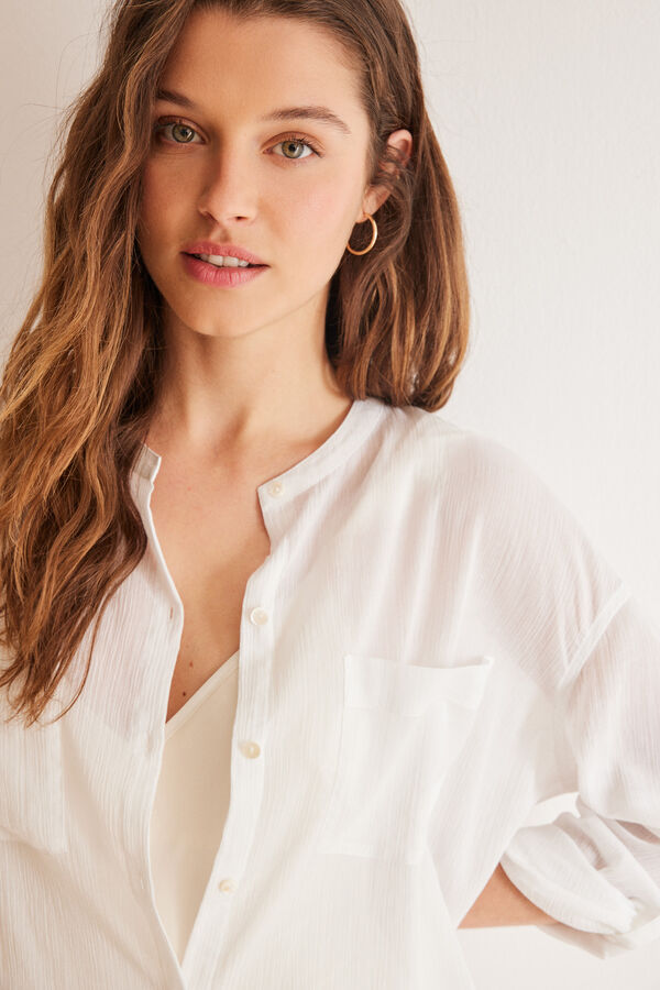 Womensecret Playera de dormir 100% algodón blanca estampado