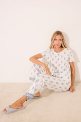 Womensecret Pijama larga blanco con estampado paisley 100 % algodón blanco