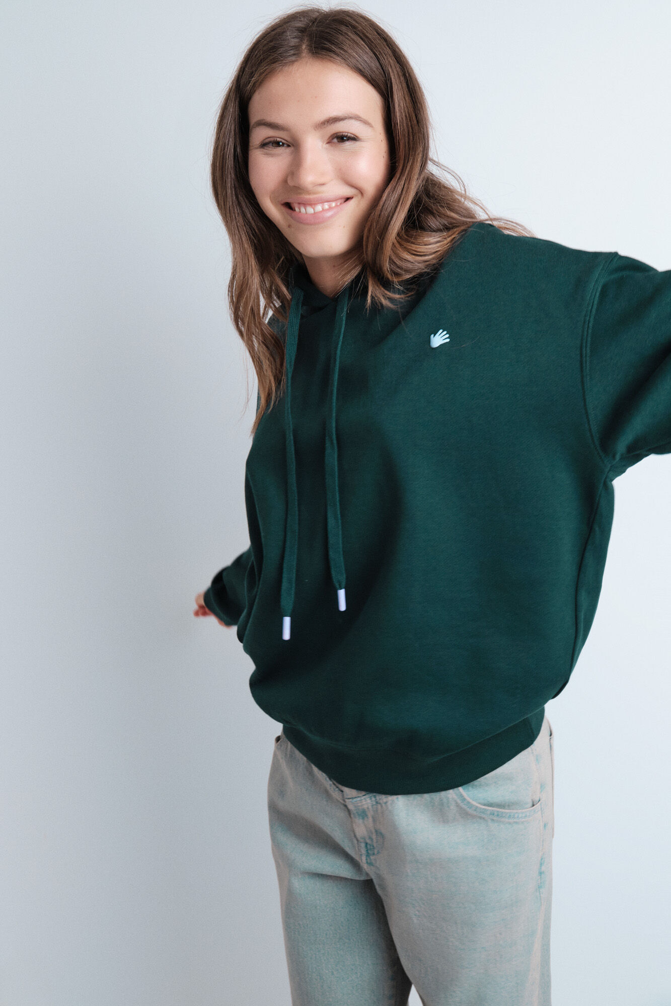 HI&BYE Sudadera con capucha de felpa verde