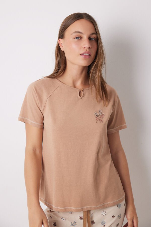 Womensecret Pijama 100% algodón motivos navideños café
