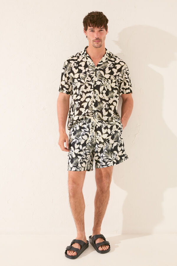 Womensecret Traje de baño de hombre con estampado tropical Snoopy negro