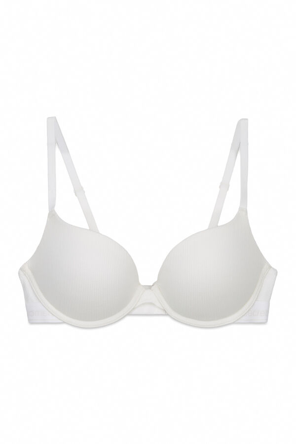 Women'secret Brasier push up de algod&oacute;n acanalado blanco GORGEOUS marfil